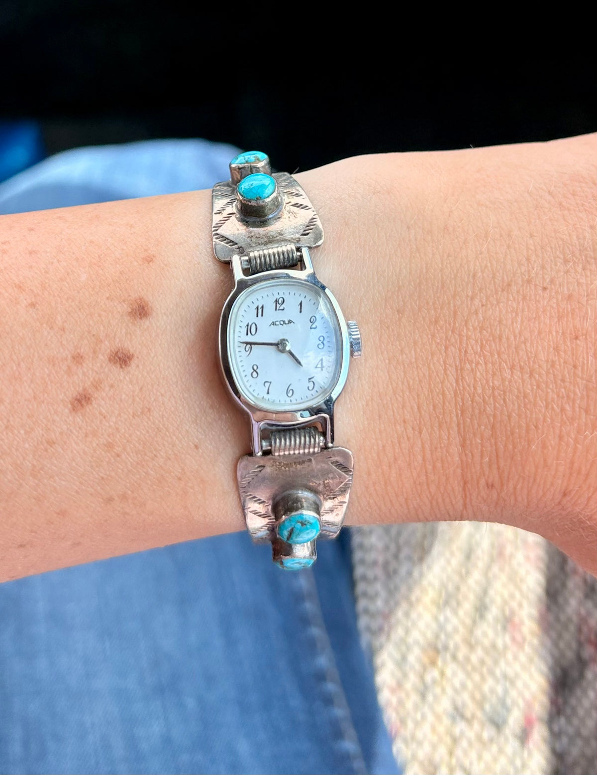 Rare Vintage Sterling Silver & Turquoise Ladies Watch